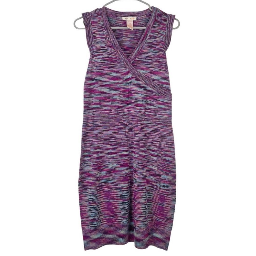 Anthropologie Tulle Knit Sweater Dress Size M Sleeveless V-Neck Colorful